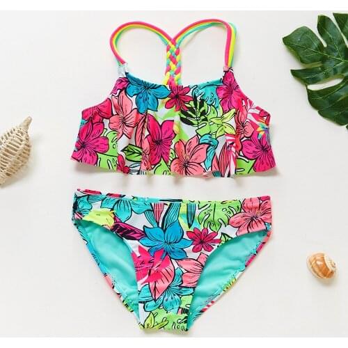 New 4-18Y Kids Bikini set High quality Girls Swimming outfit Two pieces Girls Swimsuit Children Swimwear Bathing suit