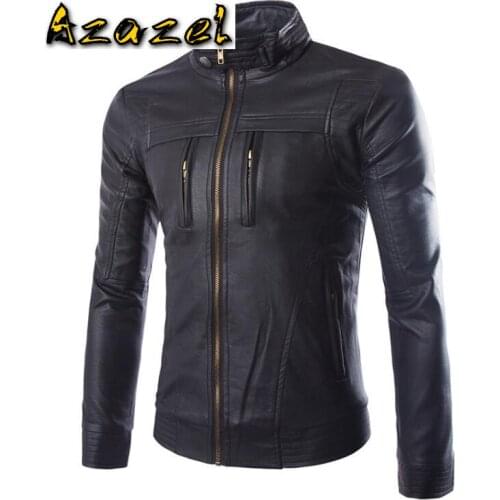 Hot 2020 Korean New Fashion Men Autunm Winter Brown Faux Leather Jackets mens Slim Black Zipper Motorcycle Jacket Coats M-4XL