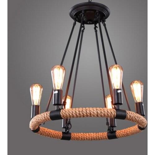 Loft Style Iron Rope Industrial Lamp Edison Vintage Pendant Light Fixtures For Dining Room Hanging Droplight Indoor Lighting