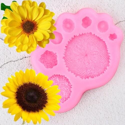 Daisy Sunflower Stamen Silicone Mold Flower Making Polymer Clay Fondant DIY Cake Decorating Tools Chocolate Gumpaste Candy Mould