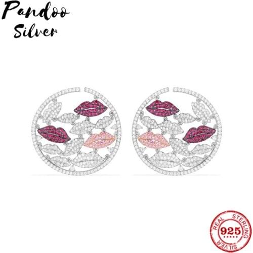 Fashion Charm Sterling Silver Original 1:1 Copy,Silver Circular Arc Lips Earrings With Pearl Jewelry Gift Suitable For Female