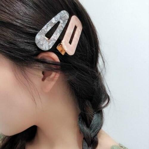 Fashion for Women Resin Hair Clip Vintage Marble Pattern Hairpins Simple Girl Geometric Duckbill Clip Barrette Hair Accessories