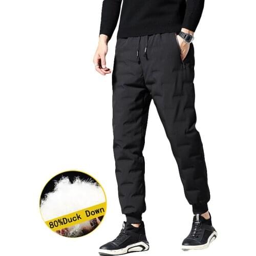 80% Down Mens Pants Outdoor Sports Thermal Waterproof White Duck Down Trousers Thin and Light Winter Skiing Hiking Warm