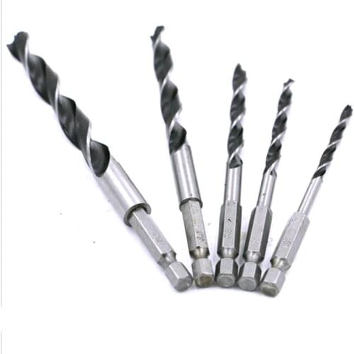 4 5 6 8 10mm 5pcs Quick Change Metal Tools 1/4" Hex Shank Wood HCS Drill Bit Set