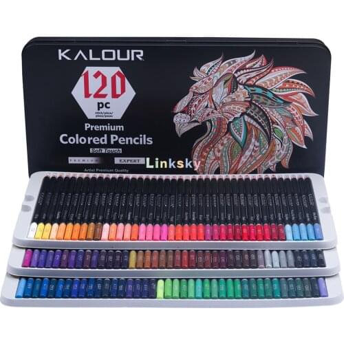 KALOUR 120 Premium Colored Pencils Set for Adult Coloring Books,Oily Soft Core,Gift Tin Box for Artists Beginners