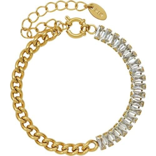 2021 New Arrival 18K Gold Chain Stainless Steel Splicing Chain A A A Zircon Bracelet For Women Girl Trendy Jewelry Gift