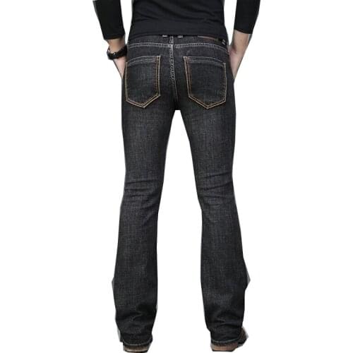 Pantalones vaqueros Acampanados para hombre, Jeans elásticos negros de corte de pierna, holgados, de diseñador clásico