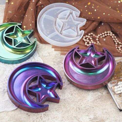Transparent DIY Crystal Epoxy Resin Mold Star Moon Plate and Dish Mold Storage Box Mirror Silicone Mold For Resin 43a