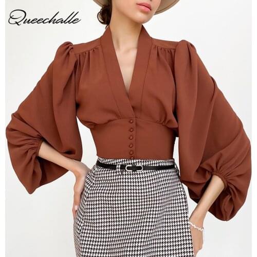 Блузки на пуговицах QUEECHALLE China At AliExpress