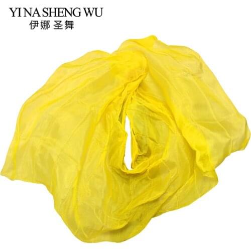 Pure Color Belly Dance Silk Veils 250/270*114 cm Scarf Shawl Belly Dance Accessory Belly Dance Practice Performance Props Yellow