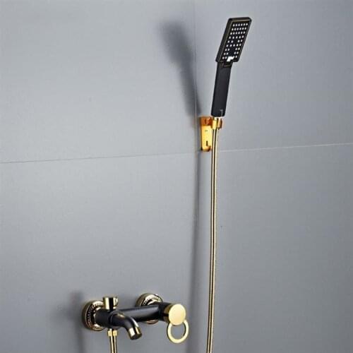 Shower Faucets Black Brass Bathroom Bathtub Shower Faucet Set Hand Conversion Spray Head Wall Mounted Bathroom Shower Mixer Taps