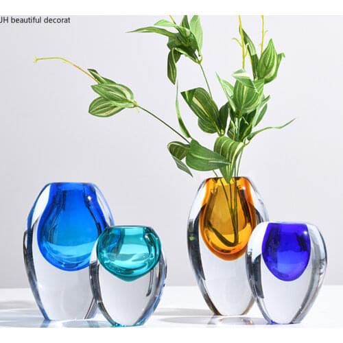 Modern Glass Vase Simple Glass Dried Flower Flower Arrangement Accessories Countertop Vase Creative Home Living Room Decoration