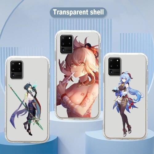 Genshin Impact Phone Case Transparent For Samsung Galaxy Note 4 8 9 10 20 S8 S9 S10 S10E S20 Plus UITRA Ultra transparent