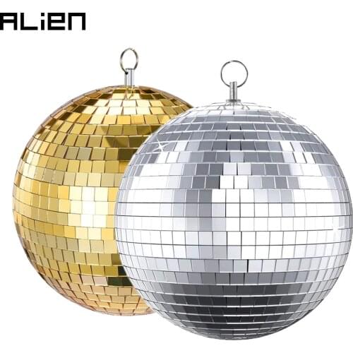 ALIEN Sliver Gold Glass Mirror Disco Ball Decorative Party Bright Reflective DJ Dance Christmas Home Club Stage Lighting Effect