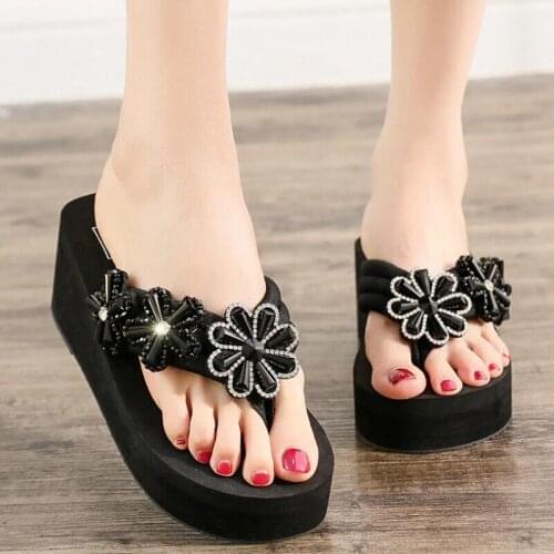 Platform Women Flowers Summer Sandals Wedges flip flops Beach Shoes New Fashion Female Casual Slipper chanclas sandalias q99