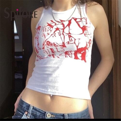 Spifore Sexy Crop Top 2021 Sleeveless Summer Printed Sheath Casual Women Vest Y2K Tie Dye Fashion Off Shoulder Tank Tops