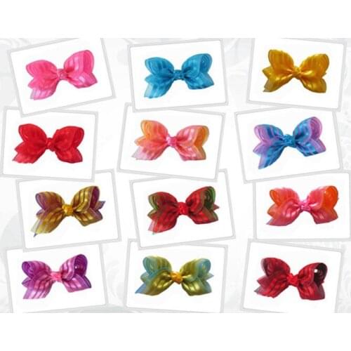 12 pcs BLESSING Happy 3.5" ABC chiffon Ribbon Hairbows unicorn sculpture princess character angel wing JoJ style bows