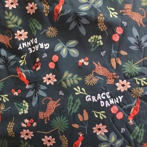 145x50cm Retro Green Forest Leopard Viscose Rayon Fabric Cloth DIY Clothes Summer Sweat Dress Skirt Shir Thin Soft