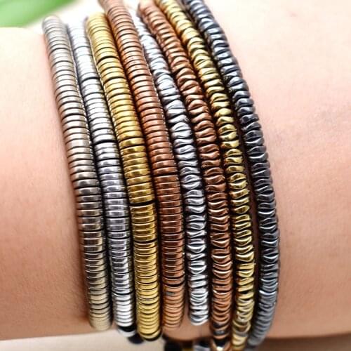 4/6mm Plating Hematite Stone Loose Spacer Beads for Jewelry Making Diy Bracelet Necklace