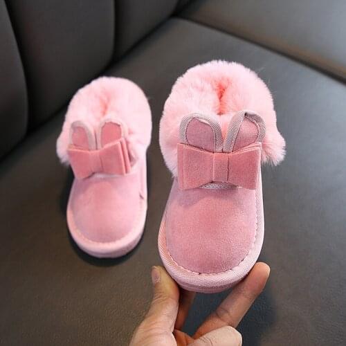 Ainyfu Winter Lovely Soft Boots Baby Girl Snow Boots Kids Sneaker Children Girl Boot Warm Plush Rabbit Princess Shoes B194