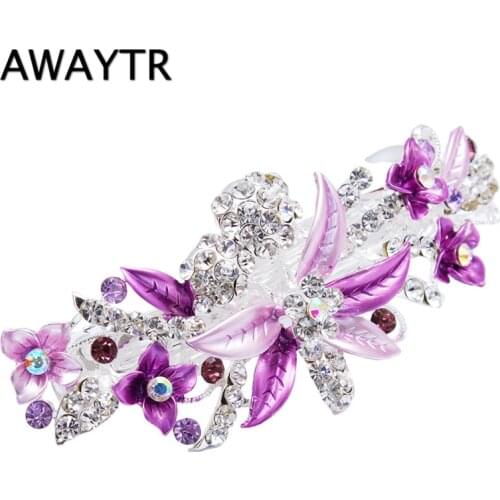 AWAYTR Women Hair Accessories 3D Flower Hair Clip Elegant Crystal Acrylic Hair Barrette Perfect Gift for Girls Wedding Hairpins
