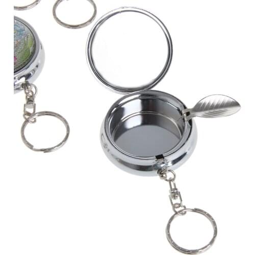 Bin Portable Stainless Steel Pocket Round Cigarette Ashtray Case