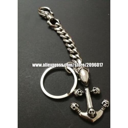 Stainless steel Ship boat ancho key chain for the Motorcycle Biker key chain Vest Clothing of Skull keychain waistchain hooker