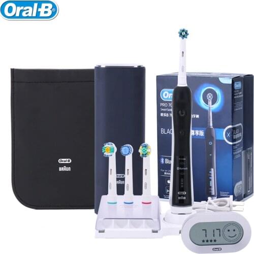 Oral B 3D Electric Toothbrush Pro 7000 Smart Black With Bluetooth Oral Deep Clean Electric Tooth Brush 6 Types Clean Model Black