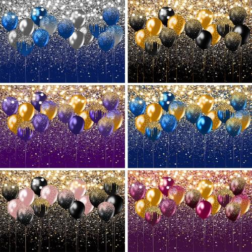 Adult Birthday Party Backdrop Woman Kids Happy Birthday Cake Smash Background Glitter Bokeh Light Balloons Decoration Photocall