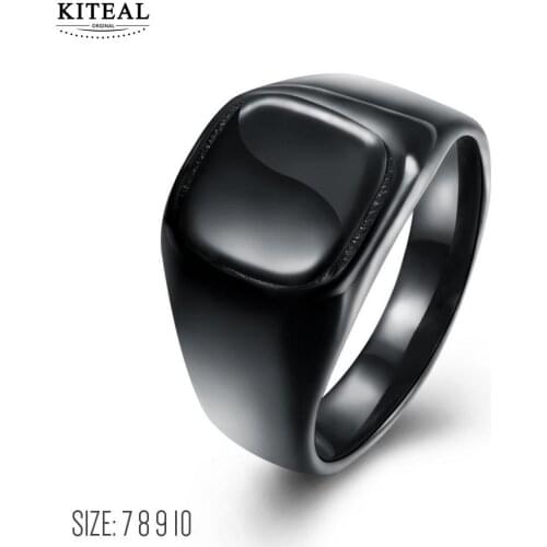KITEAL Vintage Love Titanium Steel Black size 10 7 8 9 wedding rings for man Punk men jewelry anillos Personalized