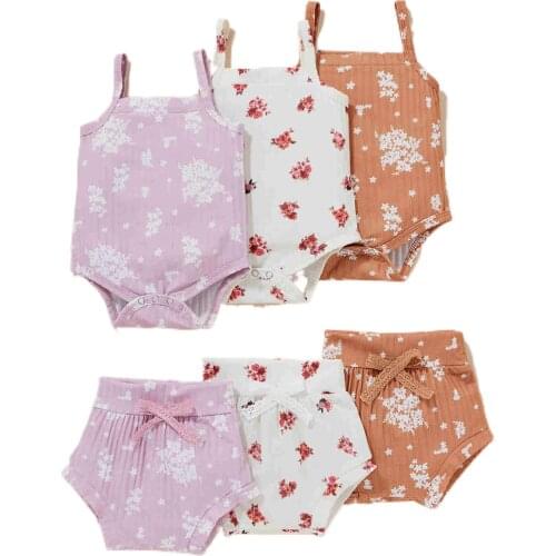 2pcs Newborn Baby Girl Clothes Set Summer Infant Outfits Shorts Set Short Sleeve Romper Jumpsuit Bodysuit + Shorts Outfit Set