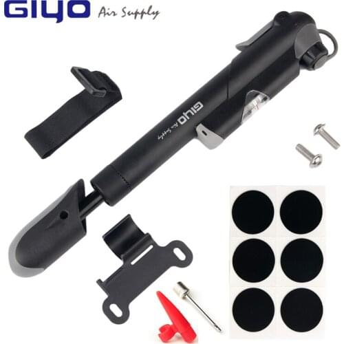 GIYO Mini Hand Pump Schrader/Presta MTB Road Bicycle Pump With Gauge Cycling Air Inflator Tire Pump For Bike Hose Bicycle Pumps