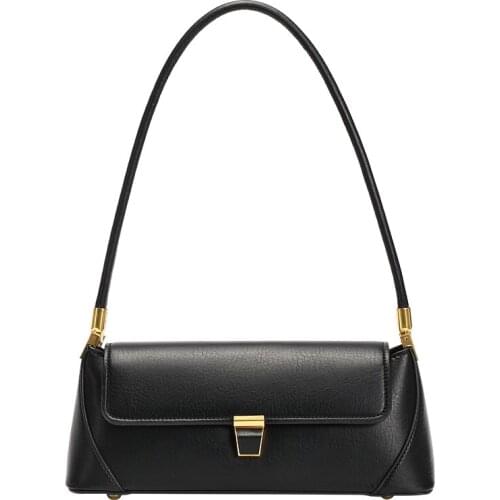 Genuine Leather Underarm Bag Women Fashion Handbag Sewing Thread Leather Shoulder Bag Female Messenger Bag