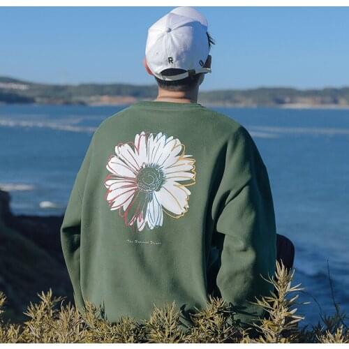 2020 Autumn New Fashion Pullover Sweatshirt Mens Trendy Hoodies Daisy Print Loose Couple Top Coat Men Clothing Hoodie