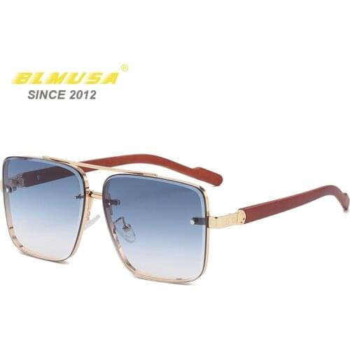 BLMUSA New Square Rimeless Sunglasses Men Business Wood Grain Eyeglasses Car Driving Sun glasses Women Decorative Glasse UV400