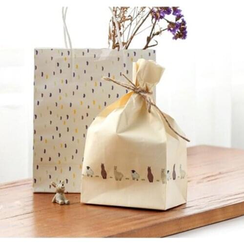 One Set Kawaii Animals Kraft Paper Gift Treat Bags Candy Food Bread Cookies Biscuit Packaging Bag Wedding Party Favors
