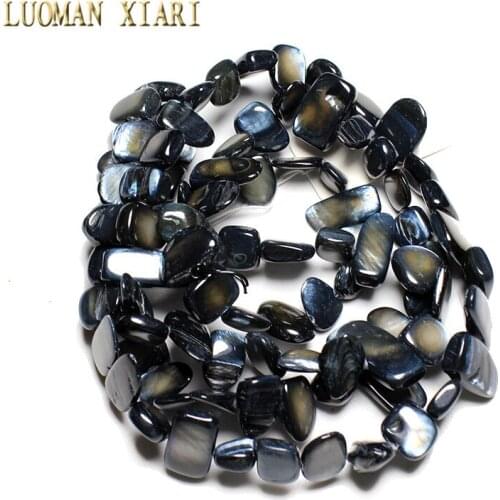 Wholesale 9-16 mm Irregular Dyed Black Natural Shell Side Hole Stone Beads For Jewelry Making Strand 34 '' DIY Necklace Bracelet