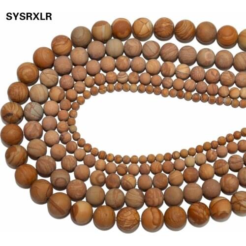 Wholesale Dull Polish Matte Natural Stone Wood Stripe Stone Round Beads For Jewelry Making Diy Bracelet Necklace 4/6/8/10/12 MM