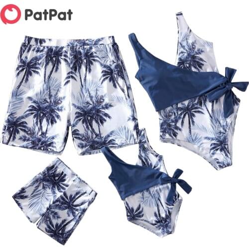 PatPat 2021 New Arrival Family Look Coconut Tree Print Matching Swimsuits