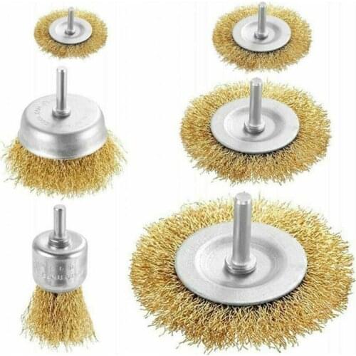 Portable 7Pcs Steel Wire Brush Rotary Electric Drill Grinding Cleaner Brush Tool Derusting Dusting Deburring Polishing Brush Kit