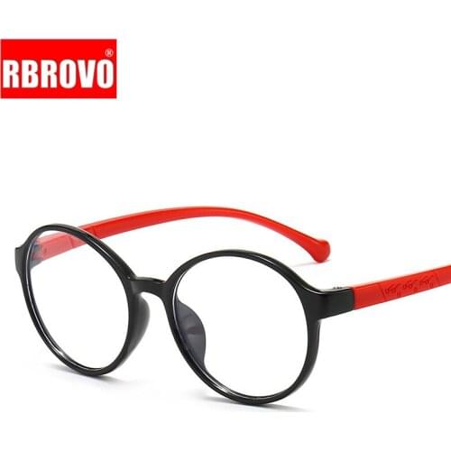 RBROVO 2021 Round Glasses Frame Child Samll Eyewear Frame Girl/Boy Clear Lens Eyeglasses Frame Children Retro Anti-blue Glasses