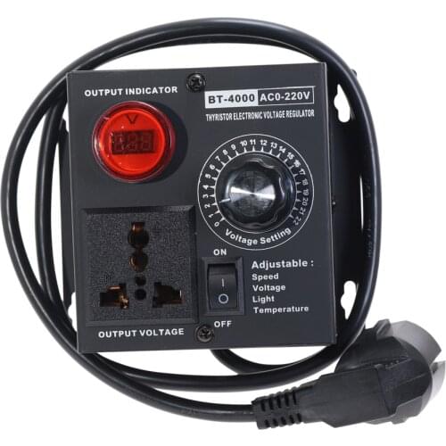 220V 4000W Variable Voltage Controller For Fan Speed Motor Control Dimmer Speed Temperature Voltage Adjustment