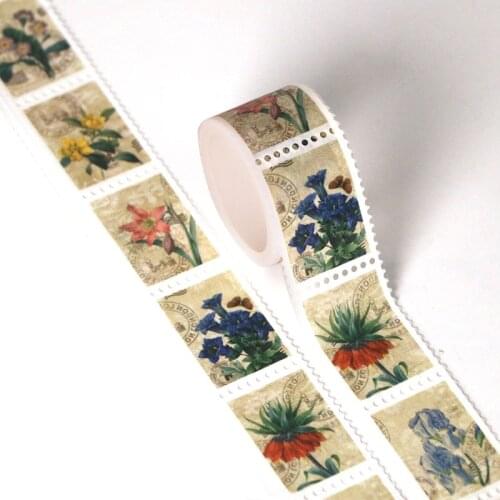 X1 roll 25mm x 3m stamp Flowers design retro DIY Adhesive Tape for Scrapbooking decoration masking kawaii washi tapes