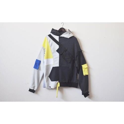 STREETWEAR Neon Spring Military Tactical Hoodie / Vest Multi-Twill Front Pocket Tooling with Zipper Patchwork Detail // ALYX Par