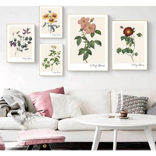 Vintage Blooms Boho Poster Retro Flower Art Print Sunflowers Canvas Painting Floral Modern Wall Picture For Bedroom Home Decor