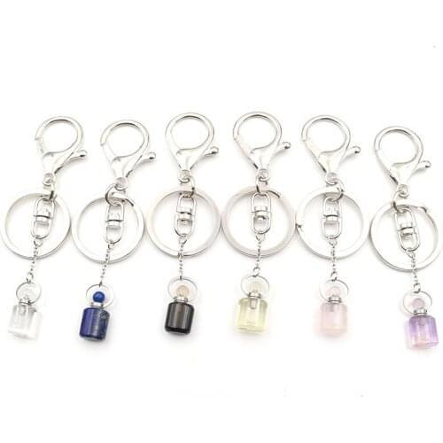 XSM Perfume Bottle Keychains Crystal Scent-bottle Pendant Hanging Bag Decor Car Key Holder Ring Essential Oil Diffuser Jewelry