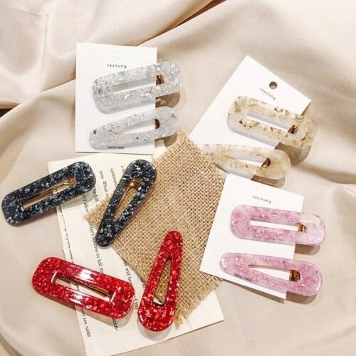 Korean Fashion Women Girls Acrylic Hair Clips Geometric Vintage Resin Hollow Rectangle Hairpins Barrettes Hair Accessories