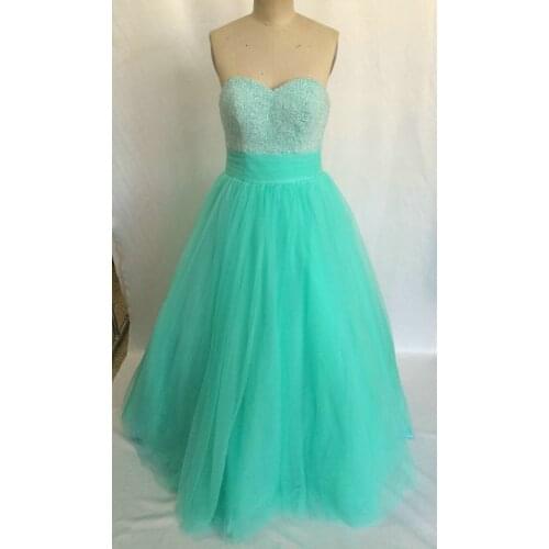 Real Photo Ball Gown Sweetheart Beaded Tulle Turquoise Sleevless Lace Up Custom Made Wedding Dresses Bridal Gown 2017