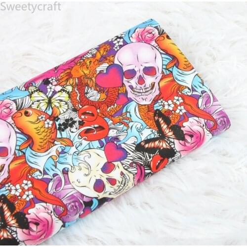 110x45cm Butterfly Heart Skull Print Fabric tissus telas Plain Cotton Fabric Tecido Handmade DIY Sewing Dress Handmade Material