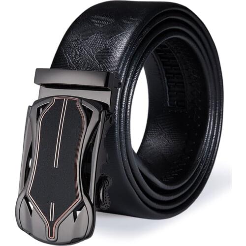 160cm Fashion Black Men Belt Slide Ratchet Buckle Leather Waist Belt Adjustable Gift for Male Gift High Quality Barry.Wang